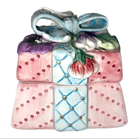 Fitz and Floyd Vintage Essentials Porcelain Blue Floral Square Trinket Box - Picture 9 of 13